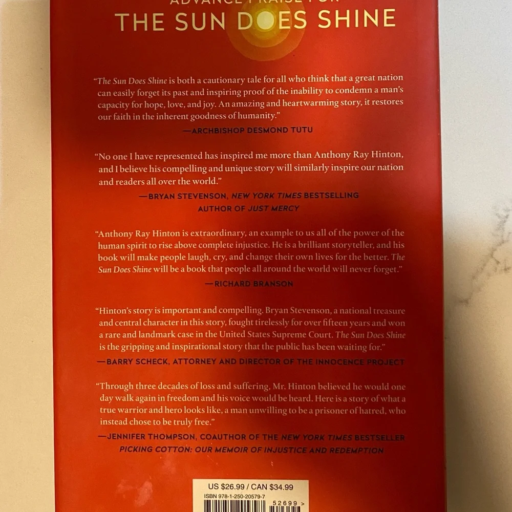 HardCover The Sun Does Shine Anthony Ray Hinton OPRAH’S Book Club 2018